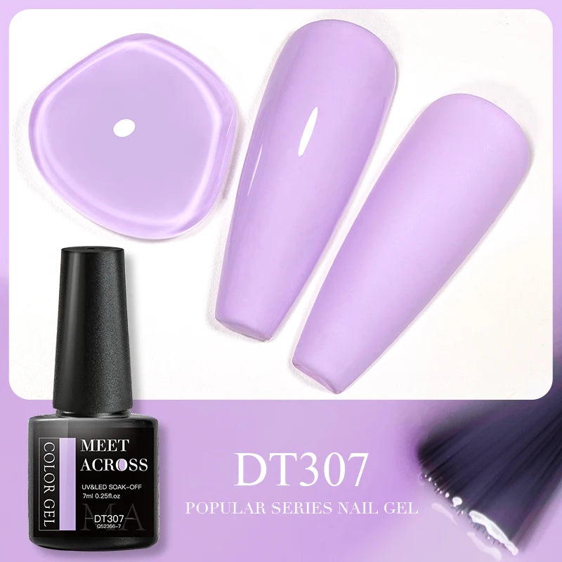 MEET ACROSS 7ml 140 Colors Glitter Gel Nail Polish Fluorescent Laser Semi Permanent Soak Off Nail Art UV Gel Varnish Manicure