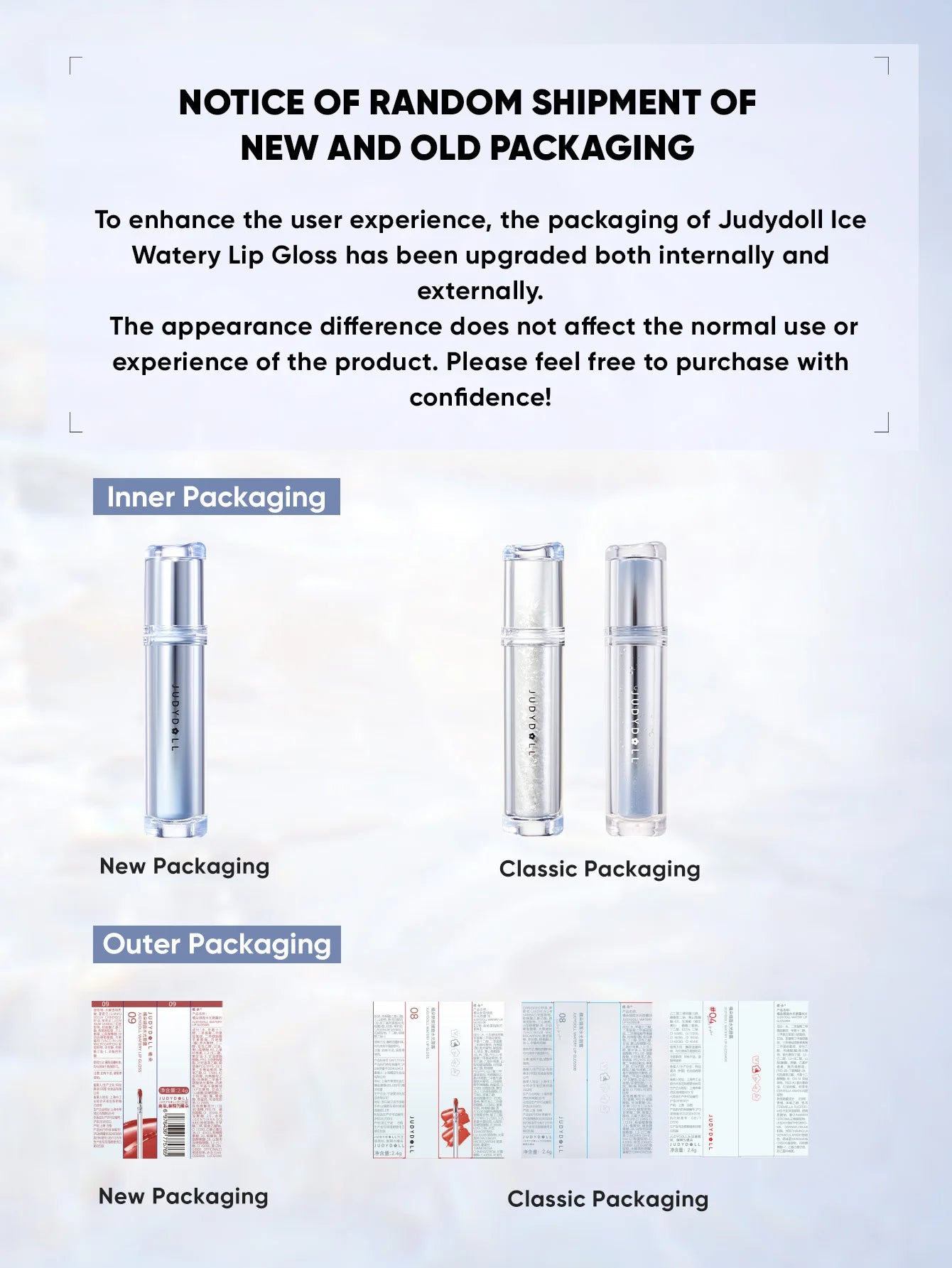 Judydoll Watery Lip Gloss-Hydrating Lip Essence Glossy Mirror Lip Gloss, Non-Stick Cup, Suitable for Self-Use, Gifting, Beginners
