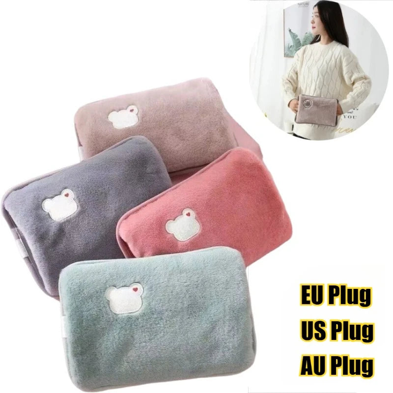 Soft Plush Electric Hot Water Bottle Charging with EU/US/AU Plug for Winter Warmth and Pain Relief Winter Women's Gifts