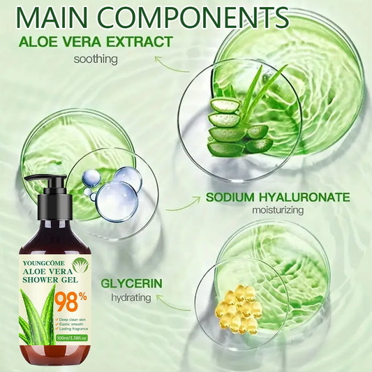 Aloe Vera Moisturizing Shower Gel,suitable for all skin types,Deep cleans pores,Improves the texture of skin Moisturizing Smooth