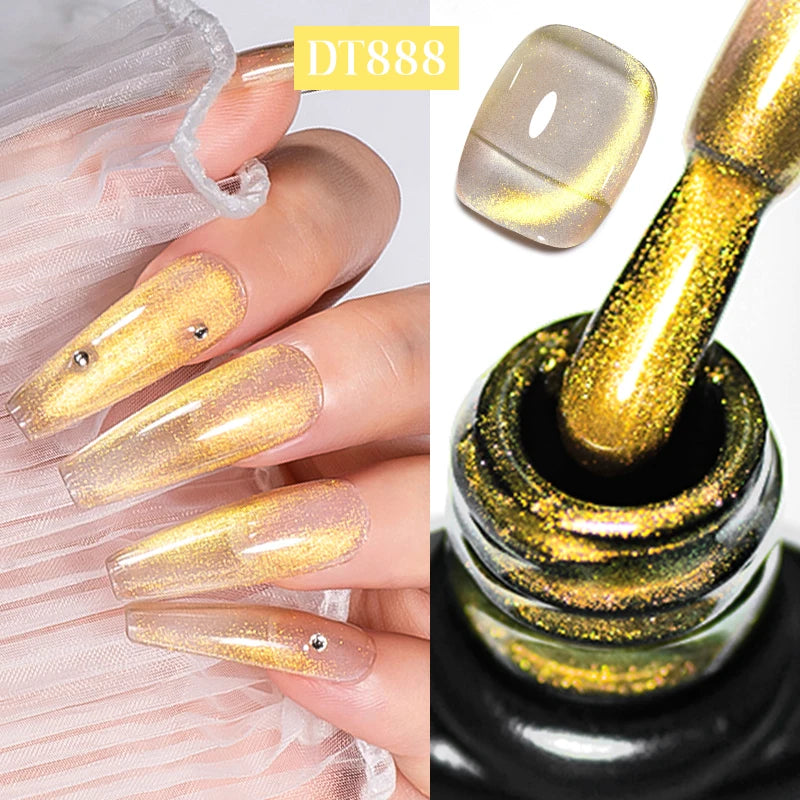 MEET ACROSS Pink Red Cat Eye Gel Nail Polish 7ml Jelly Amber Cat Magnetic Gel Nail Soak Off UV LED Semi Permanent Gel Nail Art