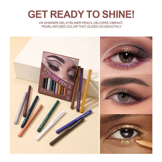 12-Piece Colorful Eyeliner Set, Waterproof, Non-Smudged, Non-Irritating, Long-Lasting Makeup Effect, Multi-Colorful Holiday Performance Stage Eyeliner Set Gift Set