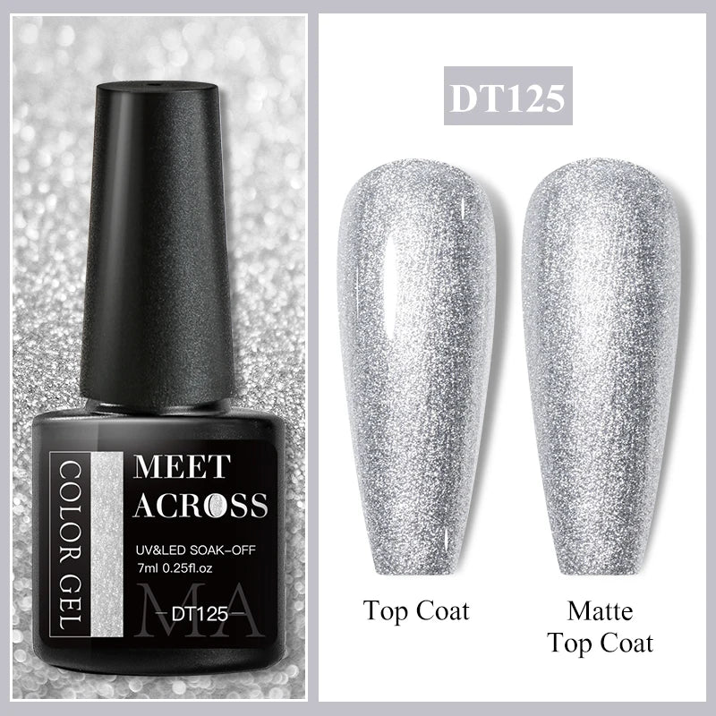 MEET ACROSS 7ml Black White Red Gel Nail Polish Glitter Semi Permanent Nail Supplies Gel Vernis for All-Season Nails Design
