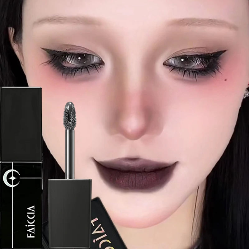 Punk Blue Green Matte Lipgloss Gothic Black Lipstick Waterproof Dark Red Liquid Lipstick Halloween Makeup Non-stick Cup Lip Tint