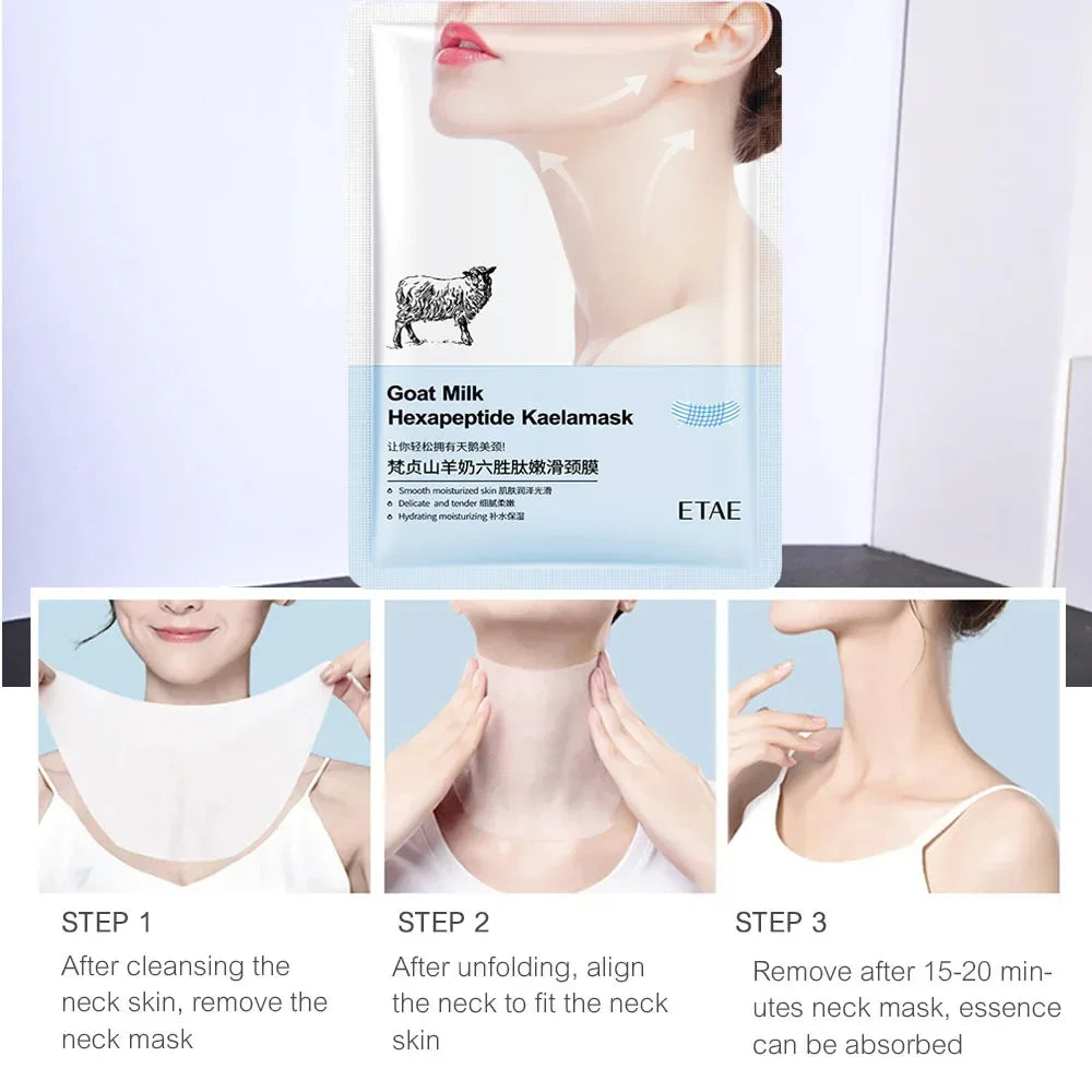 Goat Milk Six Peptides Neck Mask Collagen Firming Necks skincare Mask Beauty Moisturizing Lift Firming Neck Skin Care Mask