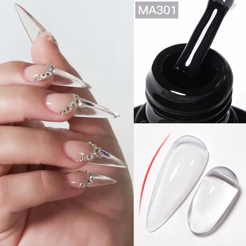 MEET ACROSS 7ml Rubber Base Gel Glitter Nude Pink White 2 In 1 Gel Nail Polish Nail Art Varnish For Nails Winter Autumn Manicure