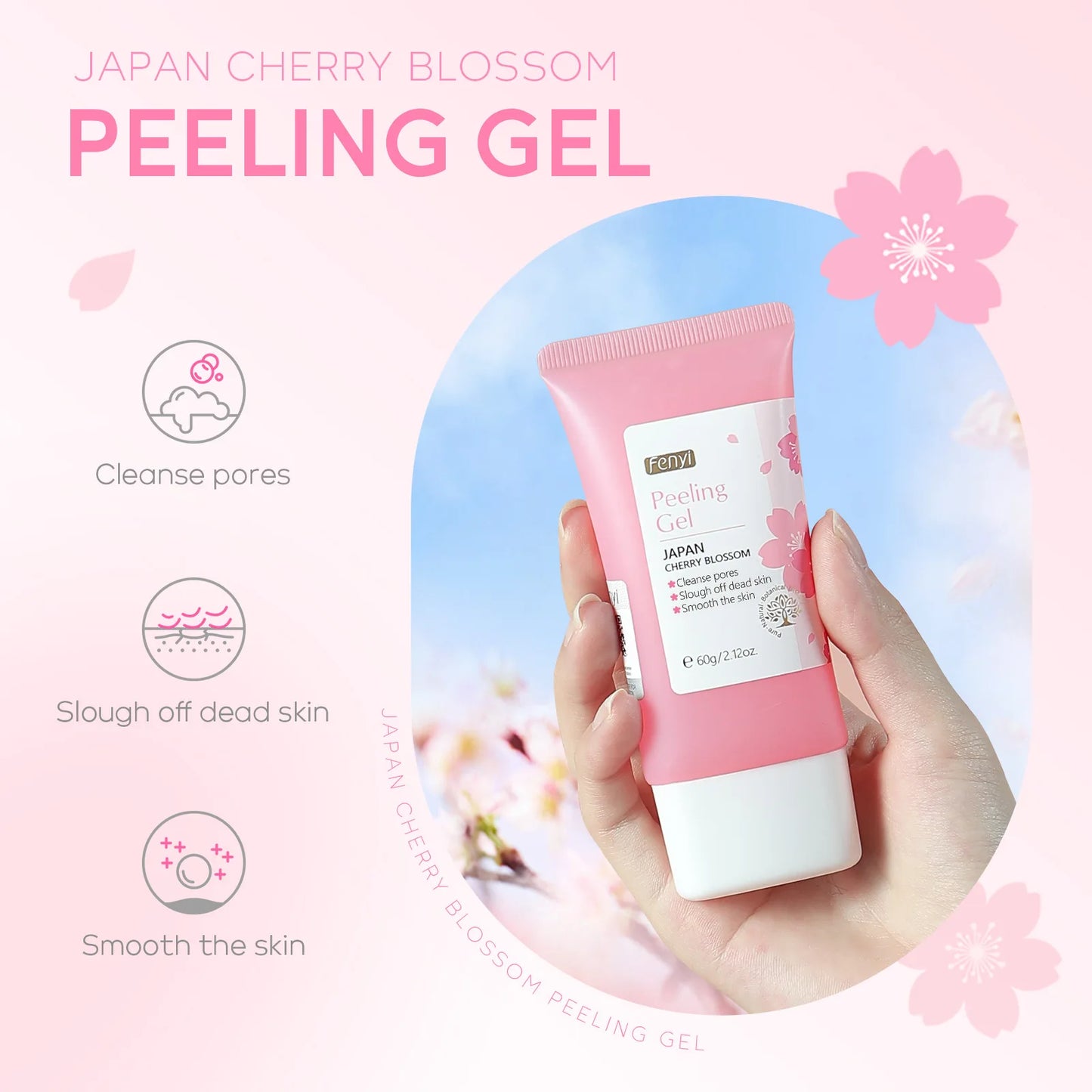Cherry Blossom Peeling Gel Facial Exfoliating  Moisturizing Tender Body Cleansing Skin Care 60g