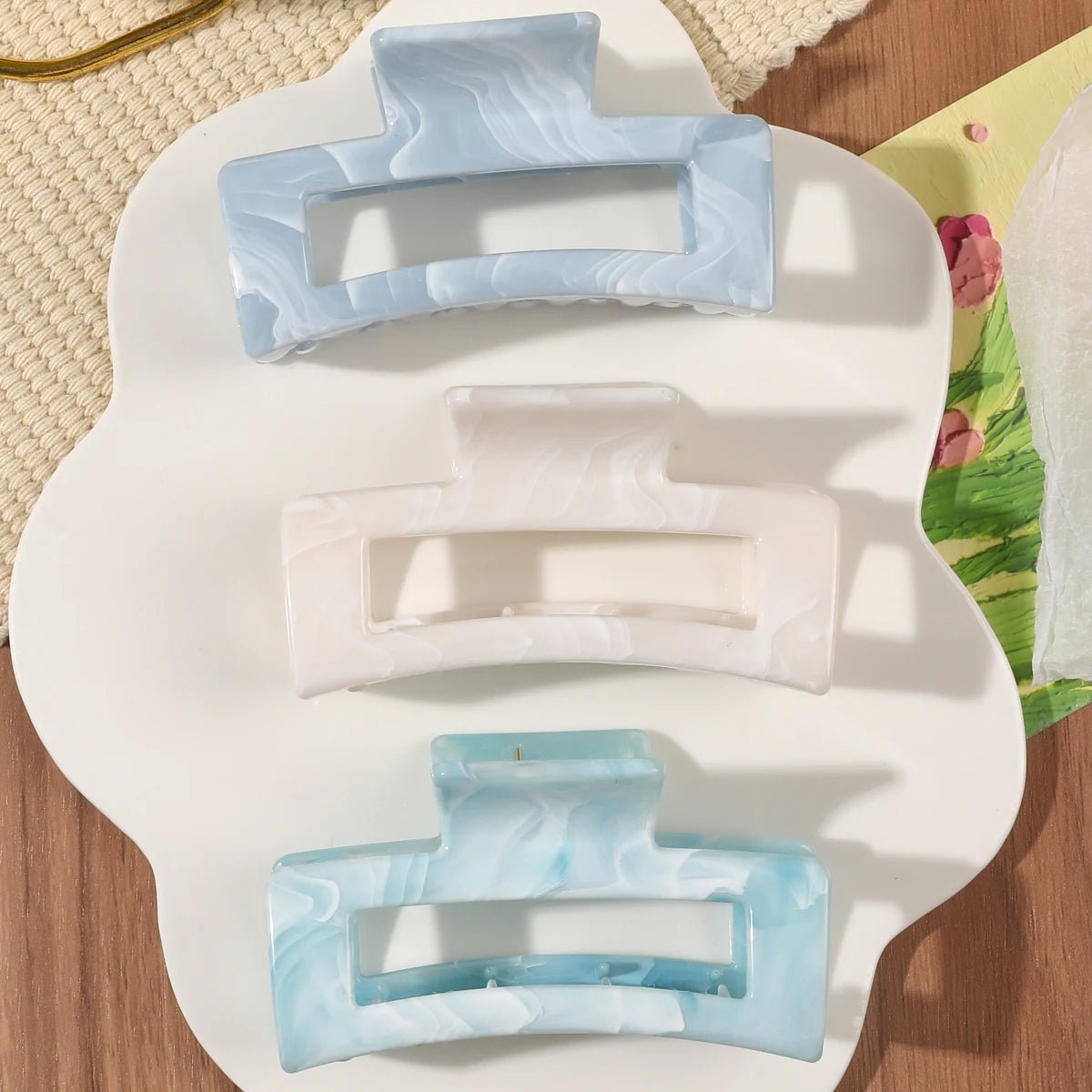 7 Pcs Big Hair Claw Clips 3.4" Non-slip Big Square Matte for Women Girls, Strong Hold Banana Clips for Thick Thin Hair