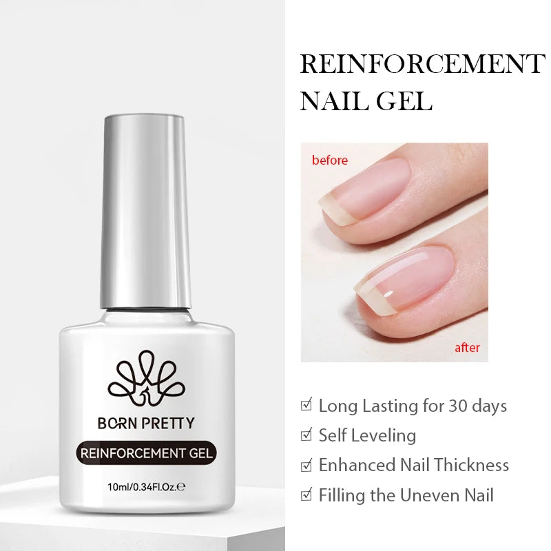 BORN PRETTY 10ml Flow Light White Cat Magnetic Gel Nail Polish Ultra Shine Soak Off UV Gel Mirror Glass Bead Gel Nail Art