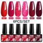 Mtssii 6PCS/Set Sparkly Nude Pink Gel Nail Polish Glitter Semi Permanent Nail Art LED UV Soak Off Gel Varnish Nail Supplies