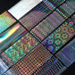 10pcs Holographic Chrome Silver Nail Art Foil Transfer Stickers Irridescent Rainbow Geometric Aurora Laser Nail Foils Decoration