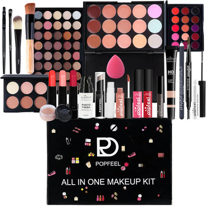 POPFEEL All In One Makeup Kit, Gift for Girls Teen Women include Eyeshadow Foundation Lipgloss Lipstick Primer