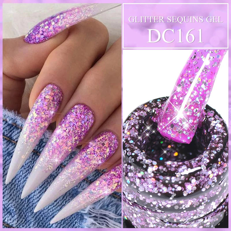 7ml Champagne Gold Sliver Reflective Nail Gel Polish Sparkling Shining Glitter Pink Red Nail Supplies Semi Permanent Gel Varnish