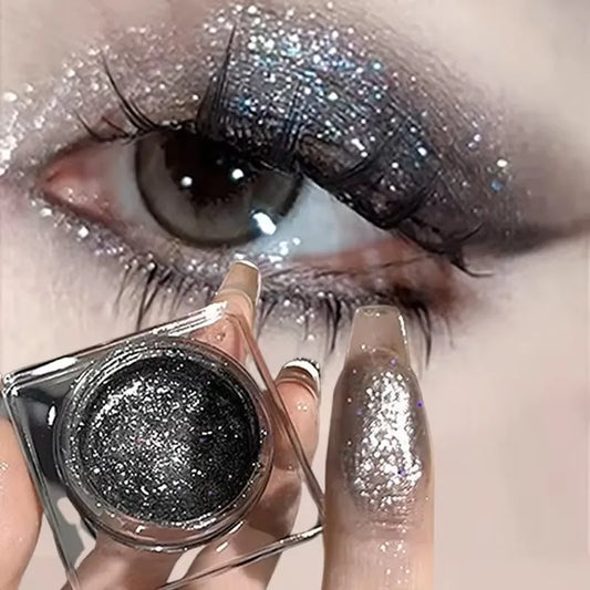 Glitter Punk Smoky Black Eyeshadow Gel Makeup Palette Metallic Dark Silver Wet Eyes Shadow Highlighter Pearl Pigments Cosmetics
