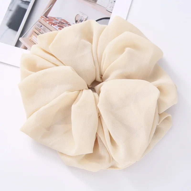 Big Size Chiffon Scrunchies For Muslim Women Custom Elastic Volumizing Oversized Neat stitching Malaysian Bunch Hair Tie