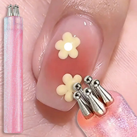 Multi-purpose 5 Petal Flower Nail Dotting Pen Nail Art Acrylic Flower Nail Rhinestones Pen Marbleizing Draw Painting Pens Tools