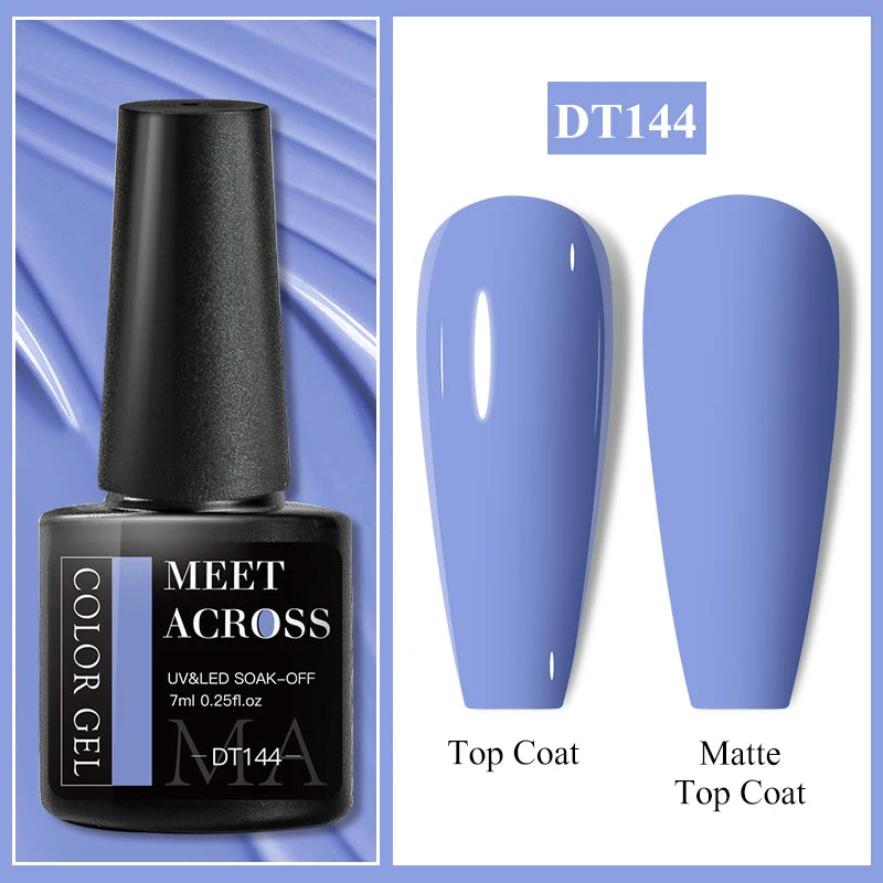 MEET ACROSS 7ml Black White Red Gel Nail Polish Glitter Semi Permanent Nail Supplies Gel Vernis for All-Season Nails Design