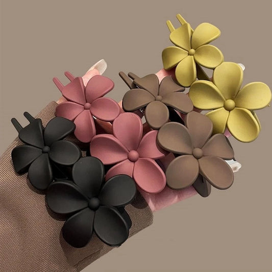 Frosted Flower Hair Clip Claws Matte Hair Claw Clips For Women Girls Thin Thick Curly Hair Girls Kids Hair Accessories Barrettes