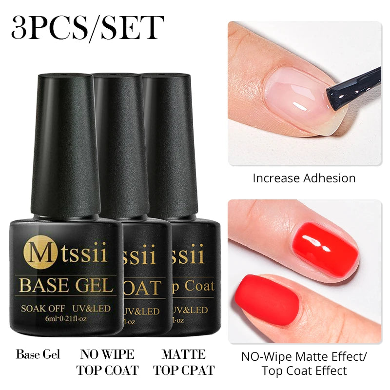 Mtssii 6PCS/Set Sparkly Nude Pink Gel Nail Polish Glitter Semi Permanent Nail Art LED UV Soak Off Gel Varnish Nail Supplies