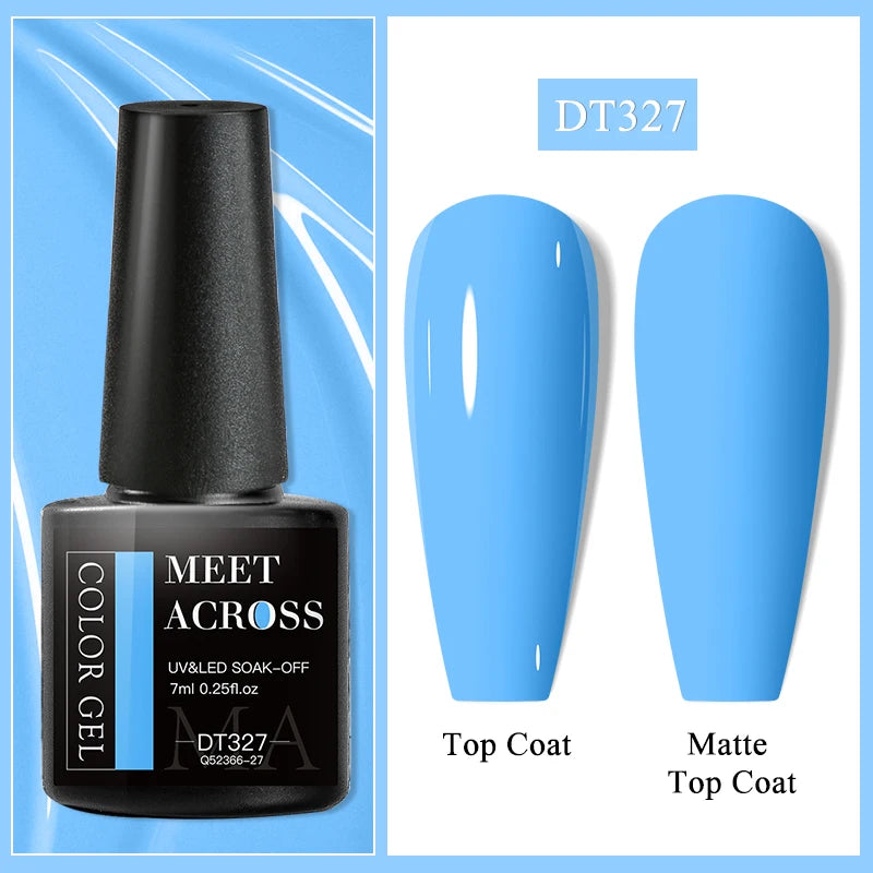 MEET ACROSS 7ml Black White Red Gel Nail Polish Glitter Semi Permanent Nail Supplies Gel Vernis for All-Season Nails Design