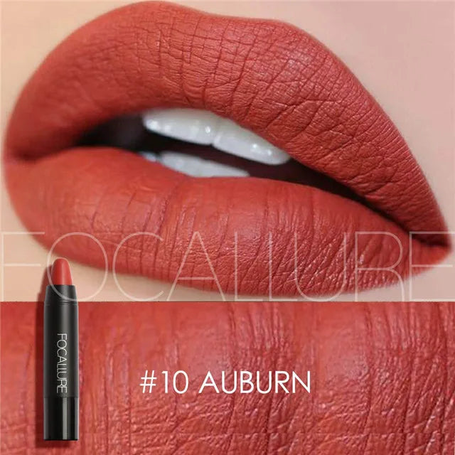 Focallure Matte Lipstick 19 Colors Long-Lasting Waterproof Soft Texture Lipstick Set Red & Nude Shades Cosmetic Glam Batom