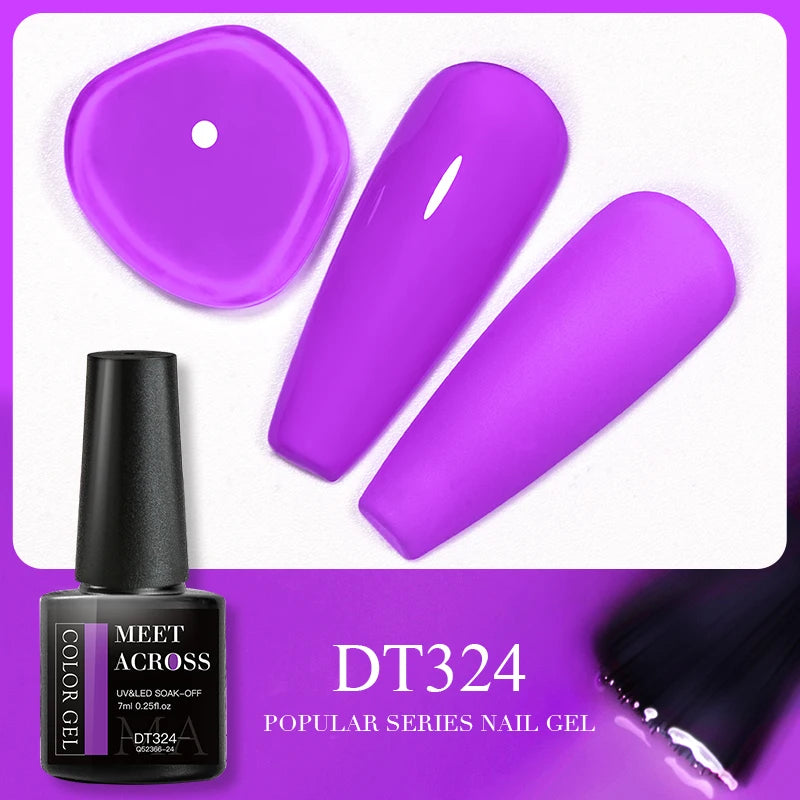 MEET ACROSS 7ml 140 Colors Glitter Gel Nail Polish Fluorescent Laser Semi Permanent Soak Off Nail Art UV Gel Varnish Manicure