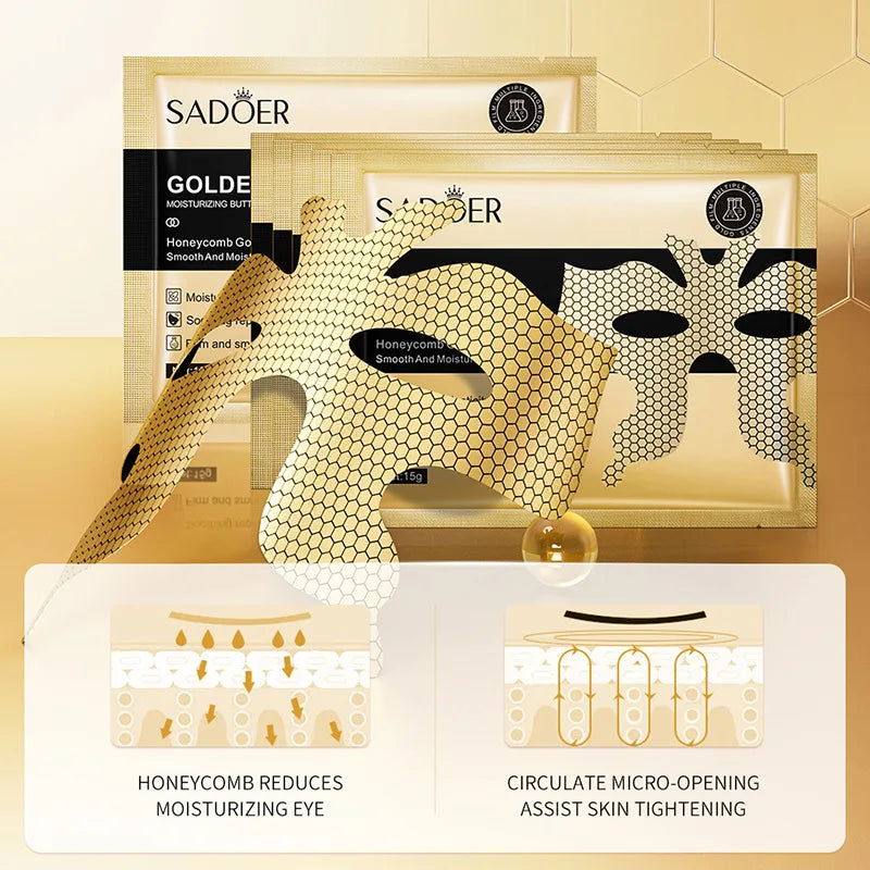 10pcs SADOER Peptide Golden Collagen Eye Mask Moisturizing Firming Smooth Anti Dark Circle Eye Pathes Eyes Masks Skin Care