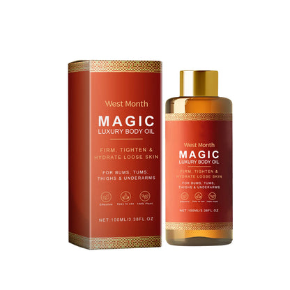 West Month Magic Luxury Body Oil Moisturizing Skin Tightening Lifting Firm Chest Thigh Lift Smooth Rejuvenation Body Massage Oil