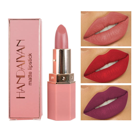 HANDAIYAN Moisturizing Long-Lasting Matte Lipstick 6-Color Set – Elegant Nude Shades, Show Your Temperament, Cosmetic Lipsticks