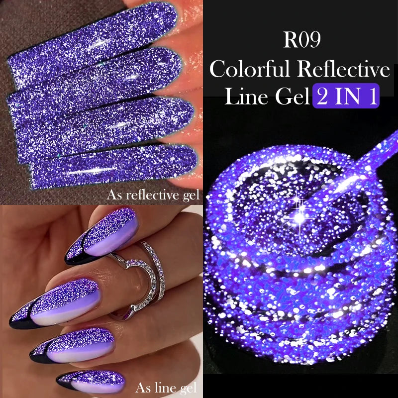 LILYCUTE 5ml Line Art Gel Nail Polish Gold Silver DIY Drawing Gel Reflective Glitter Design Semi Permanent Painting Gel Varnish