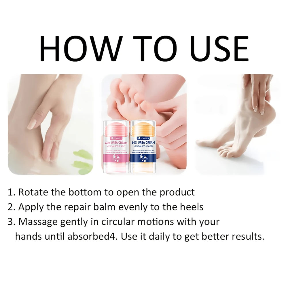 SUYARUN 60% Urea Foot Cream Stick - Moisturizing & Exfoliating, Cracked Heel Repair, Deep Hydration for Dry Feet, Long protect.