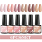 Mtssii 6PCS/Set Sparkly Nude Pink Gel Nail Polish Glitter Semi Permanent Nail Art LED UV Soak Off Gel Varnish Nail Supplies