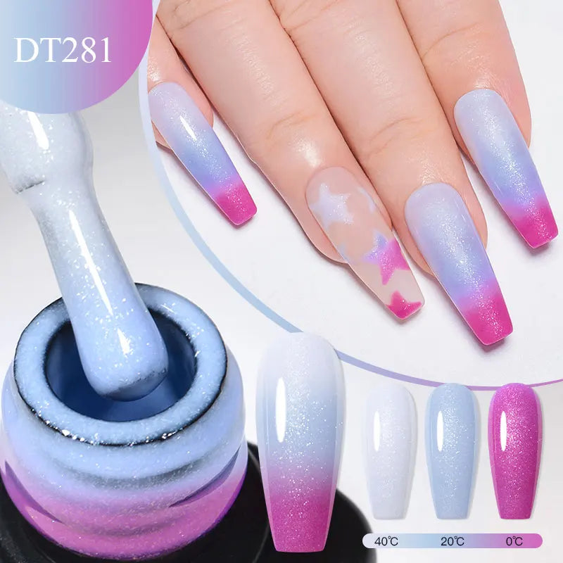 MEET ACROSS 7ml Eggshell Thermal Gel Nail Polish Temperature Changing Gradient Nail Art Varnish Winter Soak Off Gel For Nails