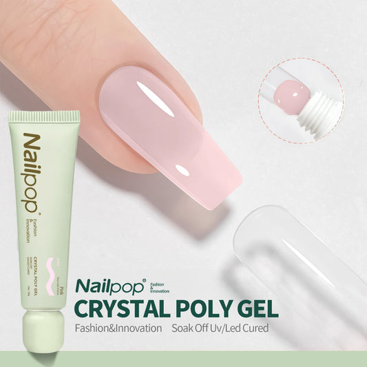 Nailpop Crystal Poly Nail Gel 6 Colors Builder Gel For Nails Extension Quick Easy Manicure French Nails DIY Art UV/LED Cure 1pc