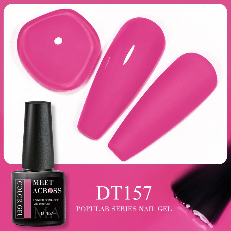 MEET ACROSS 7ml 140 Colors Glitter Gel Nail Polish Fluorescent Laser Semi Permanent Soak Off Nail Art UV Gel Varnish Manicure