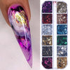 12 Grids Double Color Gold Foils Gorgeous Nail Glitter Sparkles Irregular Random Aluminum Flake Paillette Chip Design Decoration