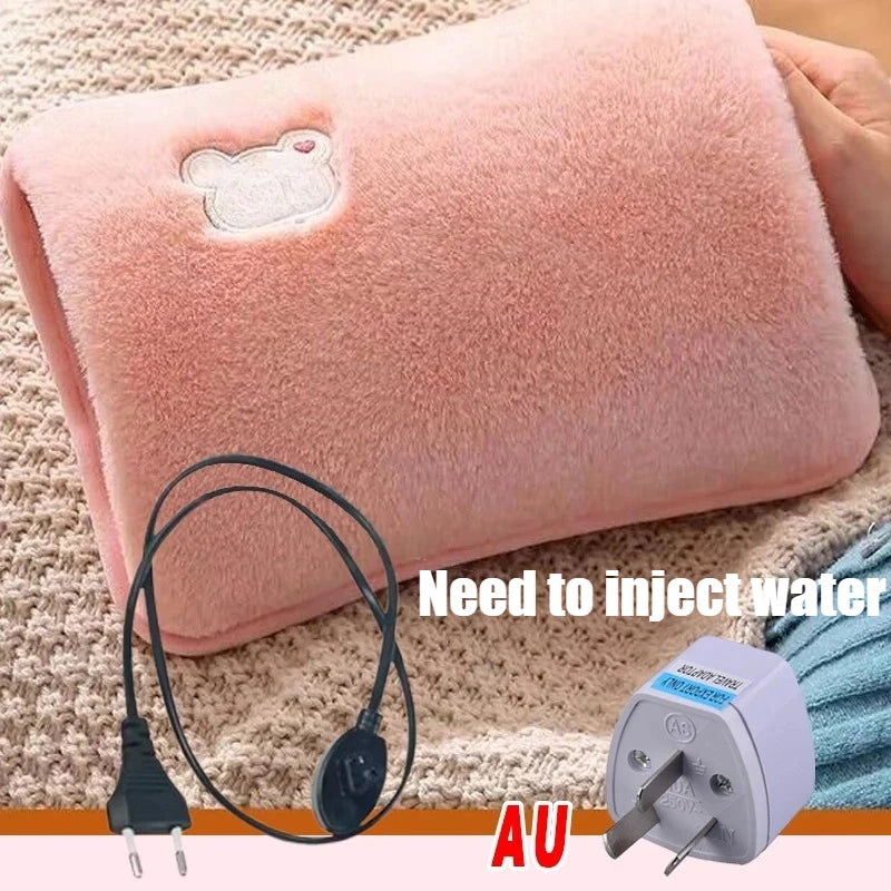Soft Plush Electric Hot Water Bottle Charging with EU/US/AU Plug for Winter Warmth and Pain Relief Winter Women's Gifts