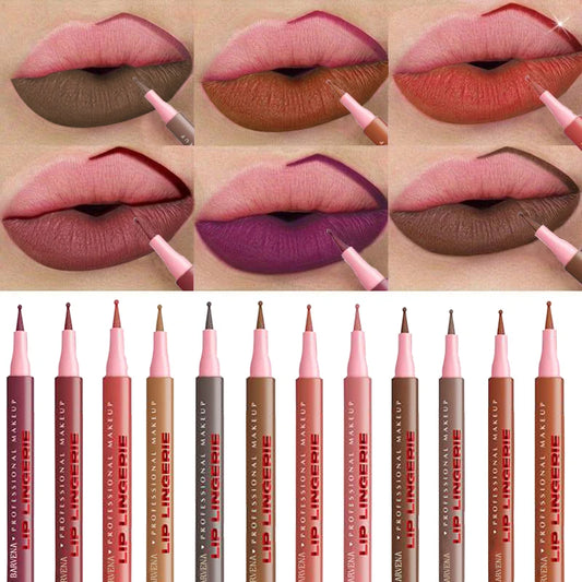 Matte 12 color lipliner, outline lip lipstick lipliner, waterproof, sweat resistant, smooth, dripping liquid lip liner