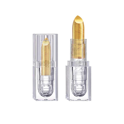 High-pigmented Gold Lipstick Shiny Metallic Matte Velvet Waterproof Long Lasting Sexy Gold Lip Gloss Women Lip Makeup Halloween