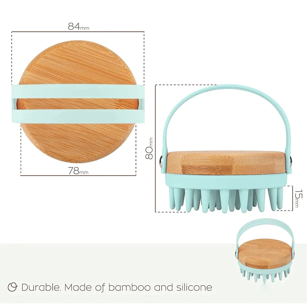 New Scalp Massager Shampoo Brush Wooden Wet and Dry Hair Scalp Care Brush Shower Brush Scalp Scrubber Exfoliator Body Massager