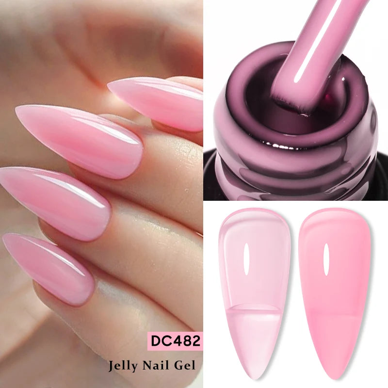 7ML Jelly Gel Nail Polish Black Crystal Translucent Dull Color Nail Art Gel Semi Permanent Varnish Soak Off UV LED Gel Polish