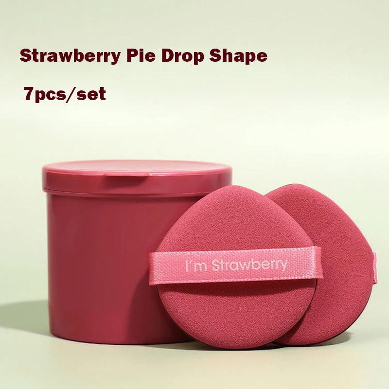 7 PCS Strawberry Makeup Puff Set Ladies Soft Foundation Isolation Air Cushion Double Sided Sponge Puff Beauty Makeup Tool