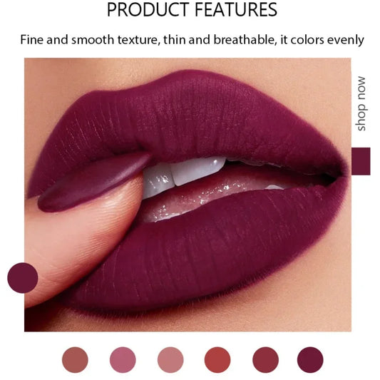 HANDAIYAN Moisturizing Long-Lasting Matte Lipstick 6-Color Set – Elegant Nude Shades, Show Your Temperament, Cosmetic Lipsticks