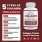 Multi-Collagen Peptides Powder with Collagen Types I, II, III, V and X, Hair, Nails and Joint Support, Anti-Aging