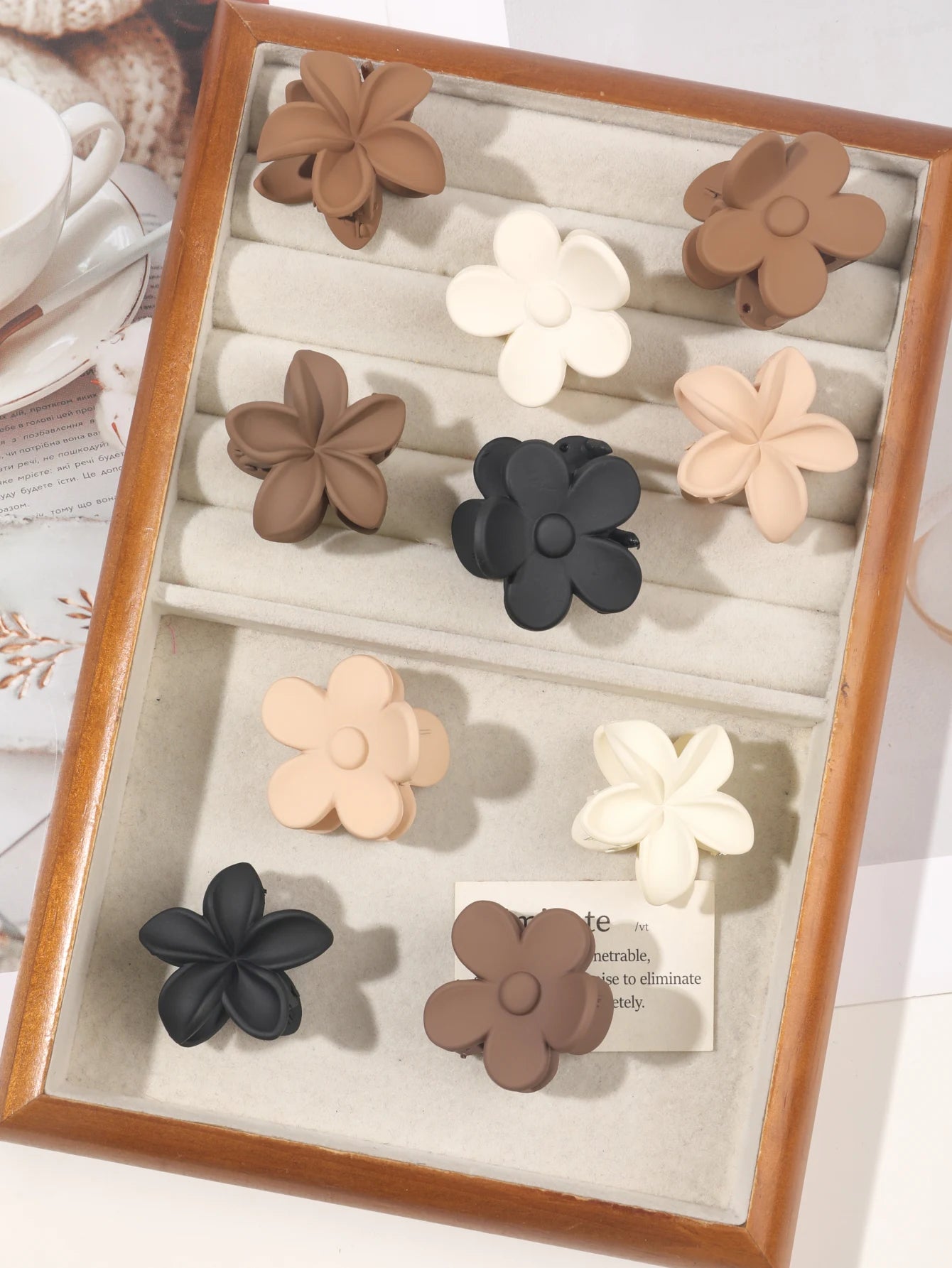 5 Pcs Small Flower Hair Claw Clips for Women Girls,Matte Rectange Jaw Clips,Semicircle Barrettes for Thin Hair