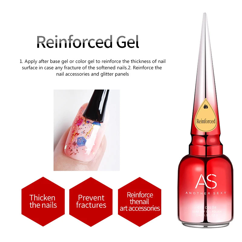 AS 15ml Diamond Top Coat Gel Nail Polish Soak Off UV LED Gel Polish No-Wipe High Shine Tempered Top Coat Gel