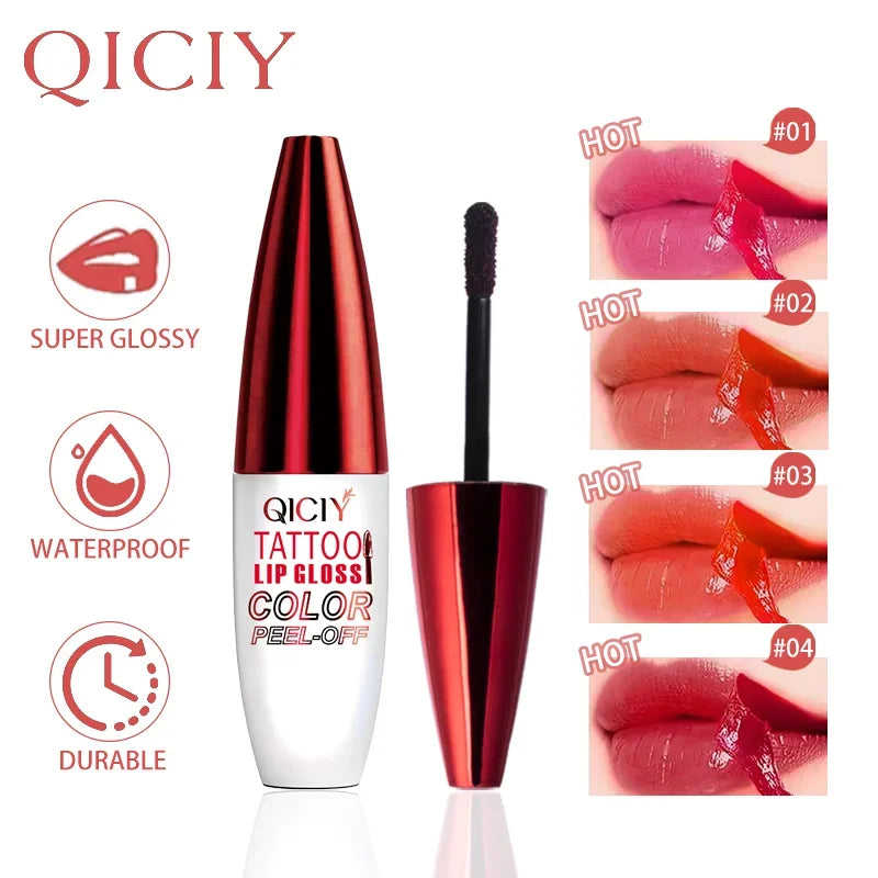 Peel Off Lip Gloss Matte Outline Contour Tattoo Lip Stain Waterproof Transfer Resistant Tear Off Natural Rose Pink Lip Tint
