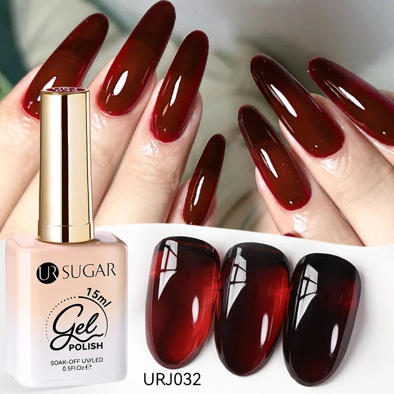 UR SUGAR 15ml Jelly Nude Gel Nail Polish Light Pink Translucent Color Soak Off UV LED Gel Varnish Nail Art DIY Fashion Manicure
