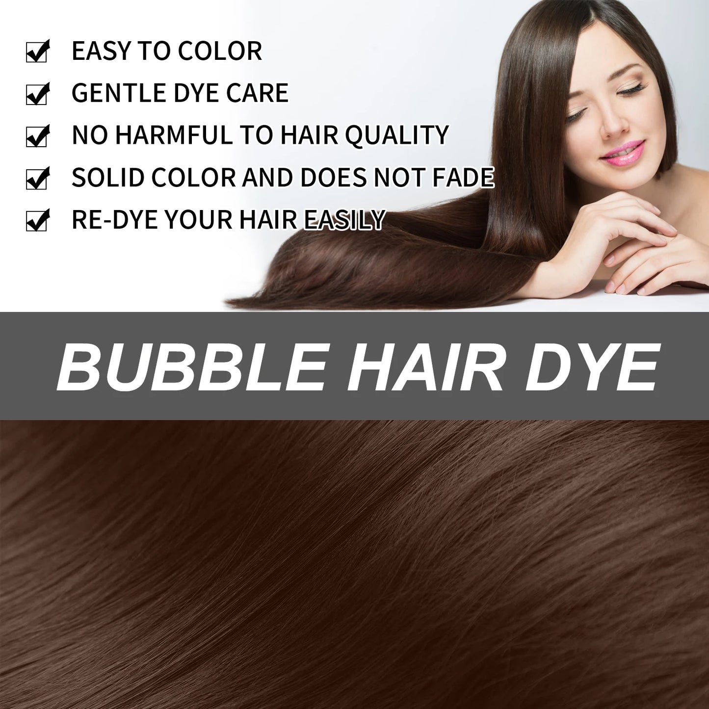 Long Lasting Bubble Hair Dye Shampoo Natural Ginger Color Hair Dye Moisturize Dry Hair Strengthening Back To Black Hair Colored