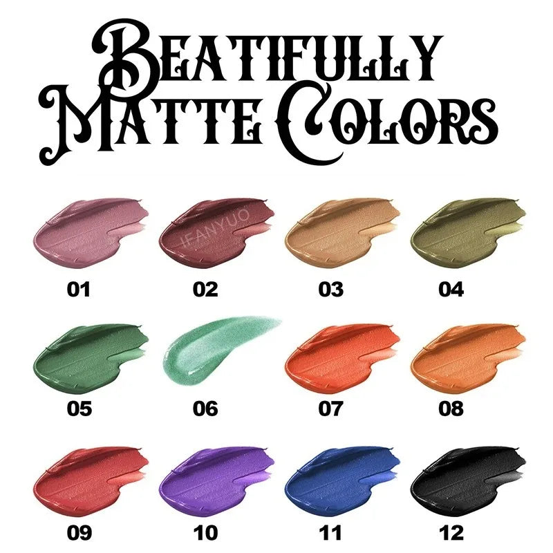 Matte Black Liquid Lipstick Waterproof Long Lasting Lip Gloss Tint Sexy Red Brown Metallic Lipstick Halloween Makeup Cosmetics